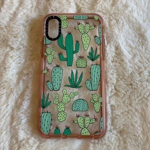 Clear, Pink and green cactus iPhone X/XS phone case